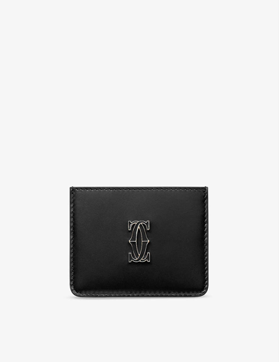 Shop Cartier C De  Leather Card Holder In Black