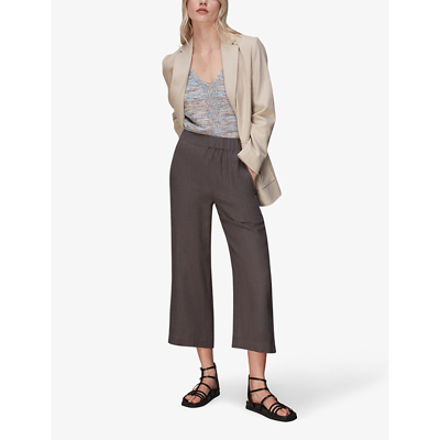 Shop Whistles Women's Relaxed-fit Cropped Linen Trousers In Dark Grey