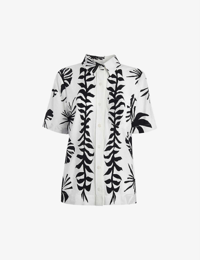 Shop Whistles Women's Black Graphic Print Ramie-blend Bowling Shirt
