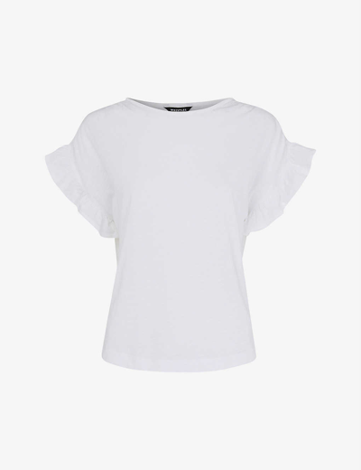Shop Whistles Women's White Frilled-sleeve Drawstring-shoulder Cotton Top