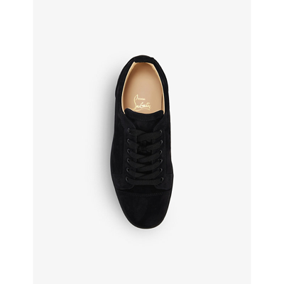 Shop Christian Louboutin Women's Black/bk Louis Junior Flat Suede Mid-top Trainers