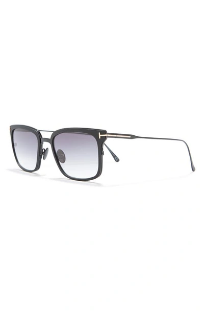 Shop Tom Ford Hayden 54mm Square Sunglasses In Matte Black / Gradient Smoke