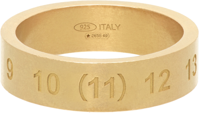 Shop Maison Margiela Gold Logo Ring In 950 Yellow Gold Plat