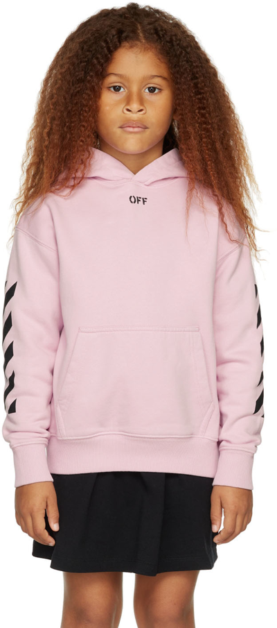 Shop Off-white Kids Pink 'off' Stamp Hoodie In Pink Black