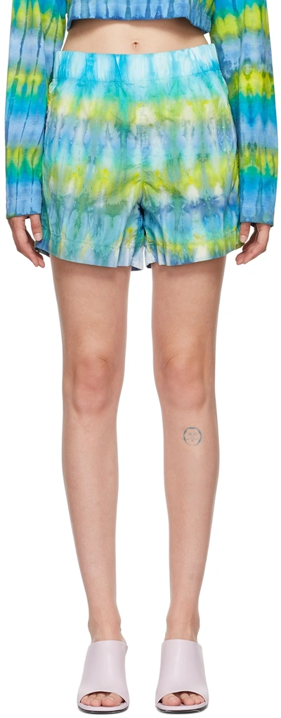 Cotton Citizen Multicolor Santorini Shorts In Limelight Tie Dye
