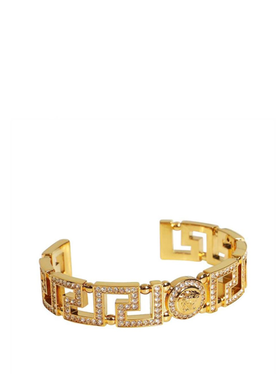 Shop Versace Gold Medusa Greca Rigid Bracelet