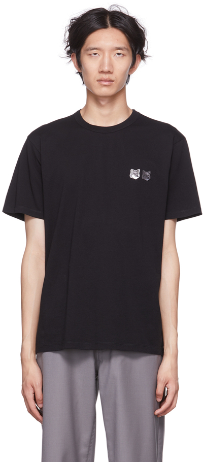 Shop Maison Kitsuné Black Double Fox Head T-shirt In P199 Black