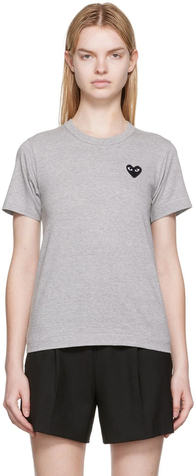 Shop Comme Des Garçons Play Gray Heart Patch T-shirt In Grey