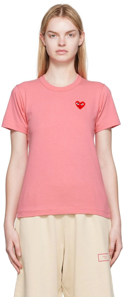 Shop Comme Des Garçons Play Pink Heart Patch T-shirt