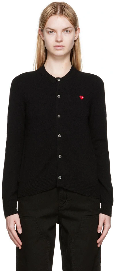 Shop Comme Des Garçons Play Black Small Heart Patch Cardigan