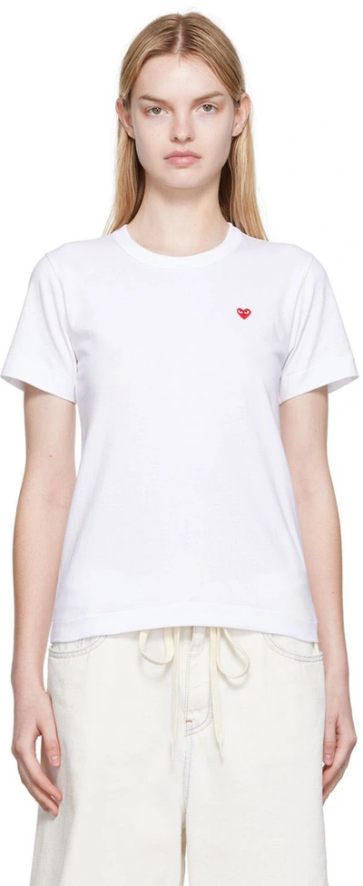 Shop Comme Des Garçons Play White Small Heart Patch T-shirt