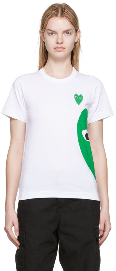 Shop Comme Des Garçons Play White Heart Patch T-shirt