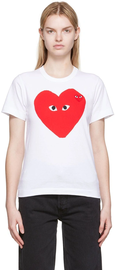 Shop Comme Des Garçons Play White Big Heart T-shirt