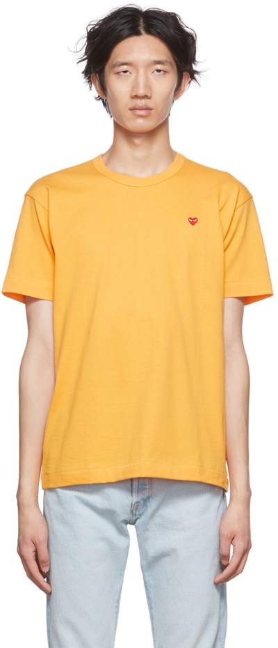 Shop Comme Des Garçons Play Yellow Heart T-shirt