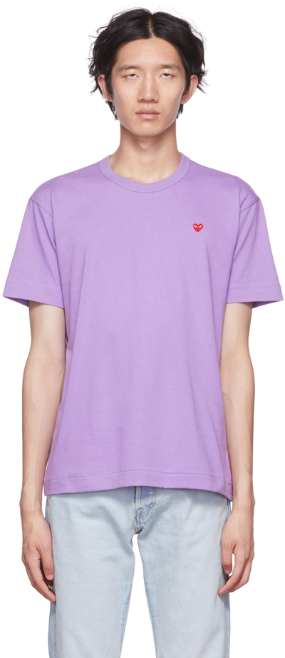 Shop Comme Des Garçons Play Purple Heart T-shirt