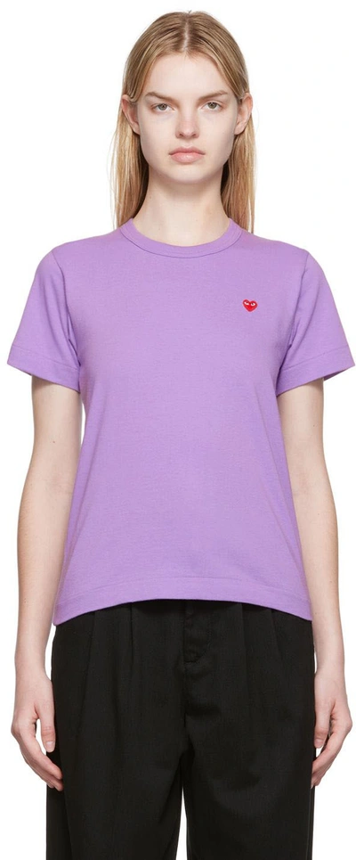 Shop Comme Des Garçons Play Purple Small Heart Patch T-shirt