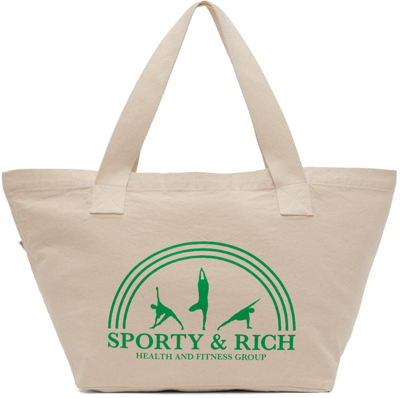 Shop Sporty And Rich Off-white Fitness Group Tote In Natural/kelly
