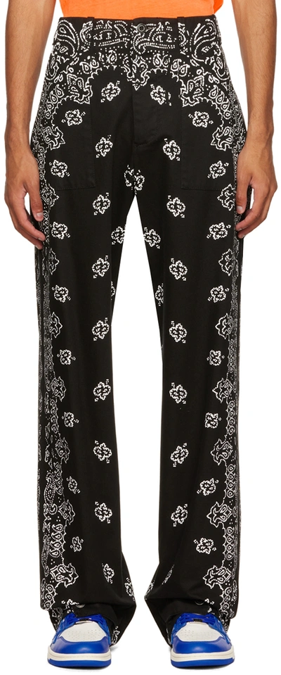 Shop Amiri Black Bandana Field Print Trousers