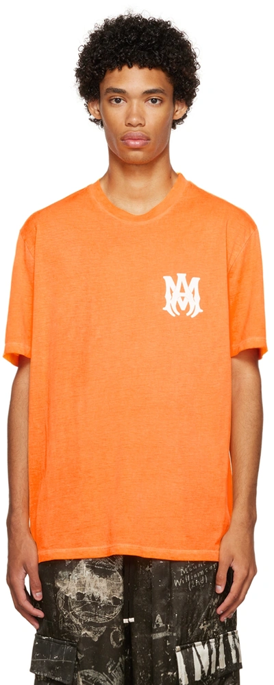 Amiri Paint Drip Logo Crewneck T-shirt in Orange for Men