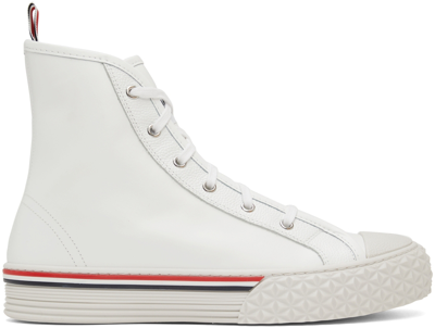 Shop Thom Browne White Collegiate High Top Sneakers In 100 White