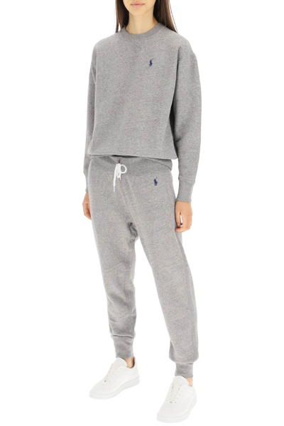 Shop Polo Ralph Lauren Sweatpants With Embroidered Logo In Grey