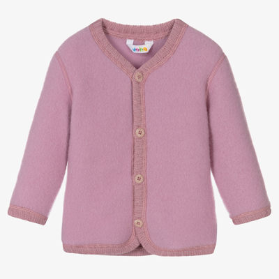 Shop Joha Girls Pink Thermal Wool Cardigan