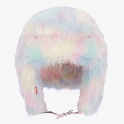 Shop Billieblush Girls Rainbow Faux Fur Hat In Pink