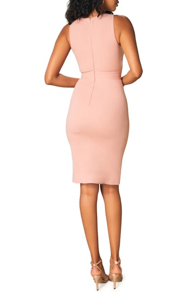 Dress The Population Isla Beaded Sheer Cutout Sheath Cocktail Dress In Blush