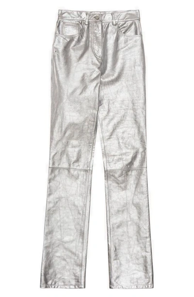Helmut Lang Mirror Straight-leg Leather Pants In Metallic Silver | ModeSens