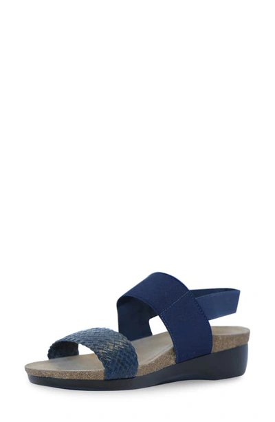 Shop Munro Pisces Sandal In Navy Woven