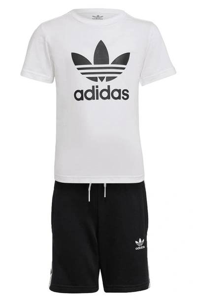 Shop Adidas Originals Kids' Graphic Tee & Shorts In White/ Black