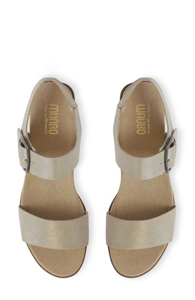 Shop Munro Cleo Sandal In Champagne Shimmer Suede