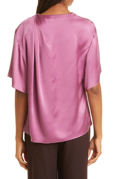 Vince Flutter Sleeve Drape Silk Top In Camelia