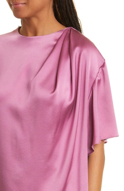 Vince Flutter Sleeve Drape Silk Top In Camelia