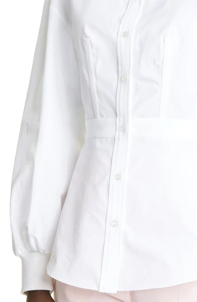 Shop Alexander Mcqueen Cocoon Sleeve Cotton Poplin Blouse In Optical White
