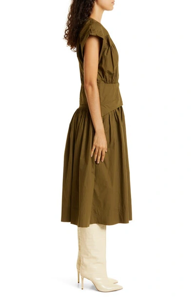 Shop Ulla Johnson Charlie Drop Waist Cotton Midi Dress In Beech