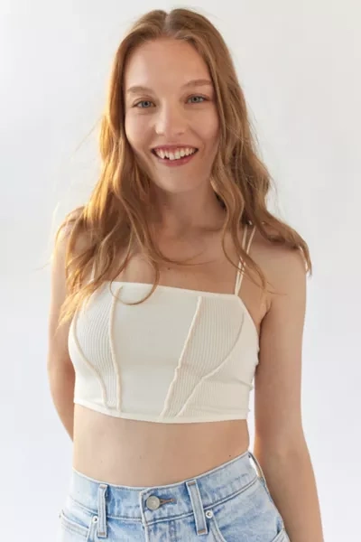 Out From Under Fiona Seamless Seamed Bra Top In Ivory