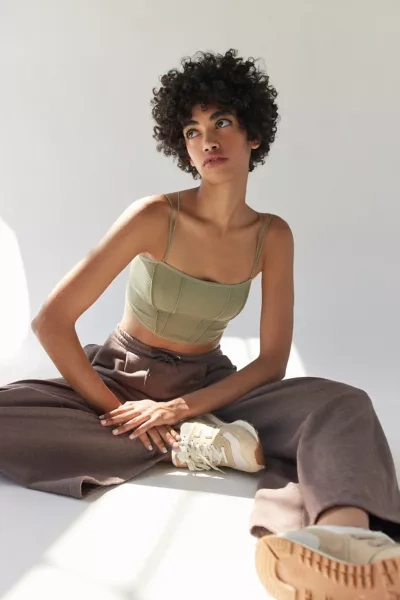 Out From Under Fiona Seamless Seamed Bra Top In Olive