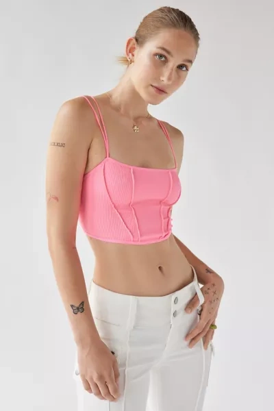 Out From Under Fiona Seamless Seamed Bra Top In Pink
