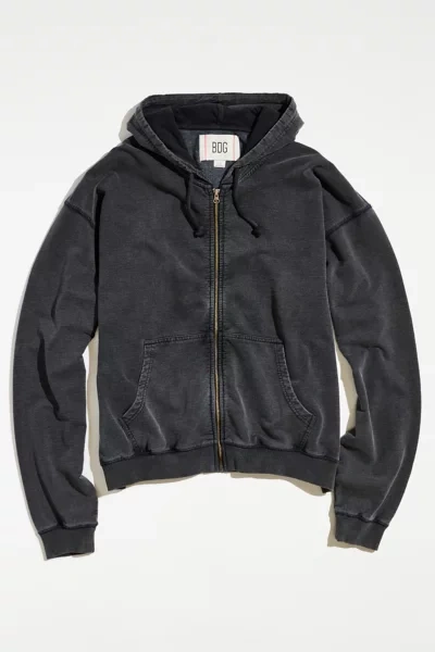 Shop Bdg Bonfire Full Zip Hoodie Sweatshirt In Black At Urban Outfitters