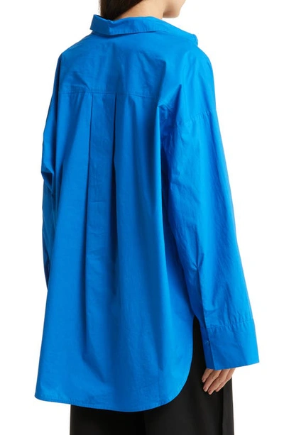 Shop By Malene Birger Derris Organic Cotton Button-up Shirt In Arctic Blue