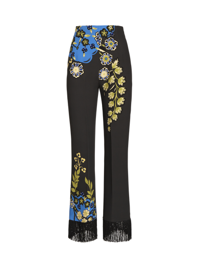 Shop Etro Floral Print Trousers In Black