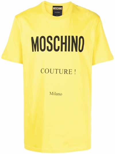 Shop Moschino Logo-print T-shirt In Yellow & Orange