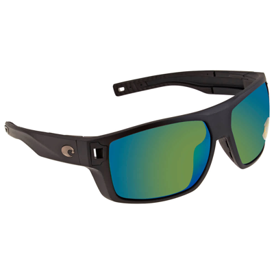 Shop Costa Del Mar Diego Green Mirror Polarized Polycarbonate Men's Sunglasses Dgo 11 Ogmp 62 In Black / Green