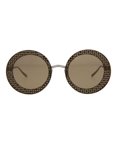 Shop Alaïa Round-frame Metal Sunglasses In Brown