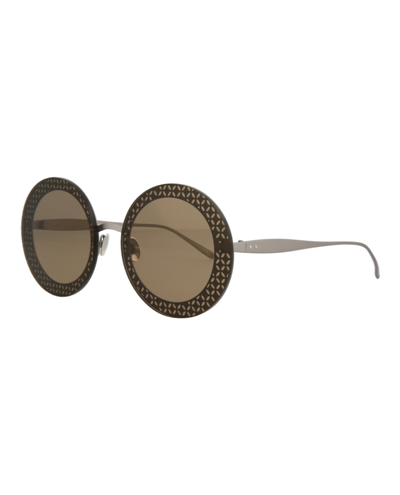 Shop Alaïa Round-frame Metal Sunglasses In Brown