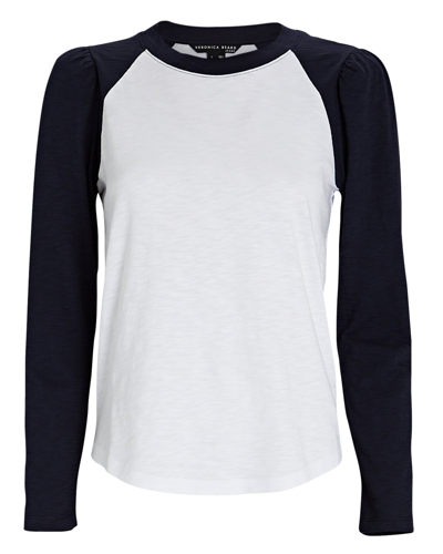 Shop Veronica Beard Mason Baseball Pima Cotton T-shirt In White