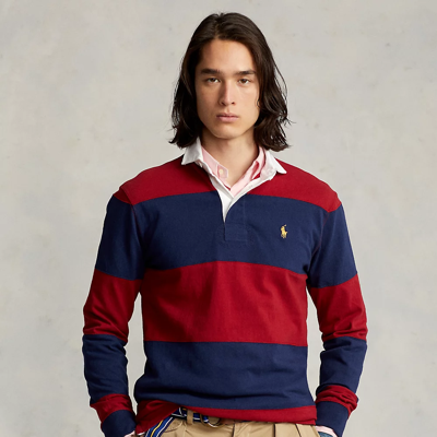 The Iconic Rugby Shirt In Newport Navy/holiday Red