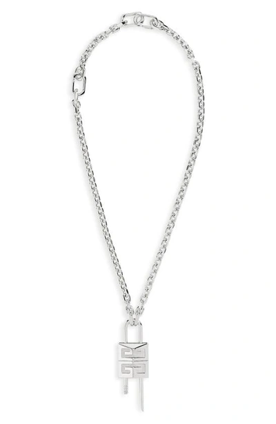 Shop Givenchy 4g Padlock Pendant Necklace In 040-silvery
