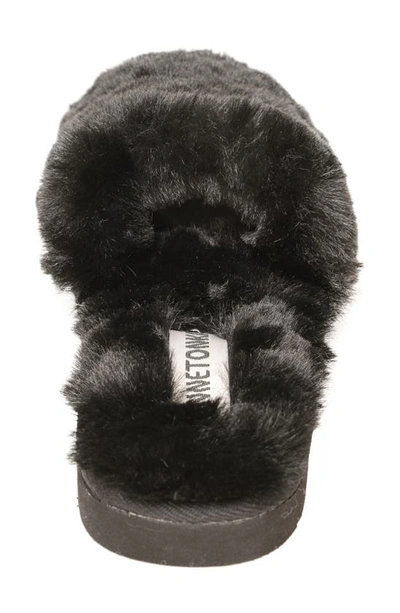 Shop Minnetonka Eileen Faux Fur Slide Slipper In Black